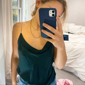 Satin top with crystal strap detail